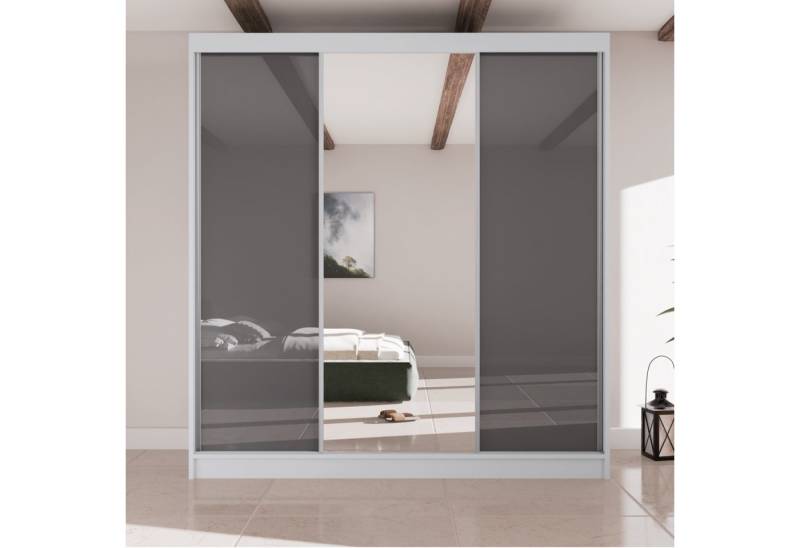 Beautysofa Kleiderschrank VELIS II Breite: 200cm, mit Spiegel und Lakobel, mit Schubladen von Beautysofa