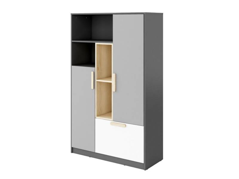 Beautysofa Kombikommode Pok (100 x 163 x 40 cm (B x H x L), inkl. Schublade, Einlegeböden, 3-farbig Design), Hochkommode mit Drehtüren von Beautysofa