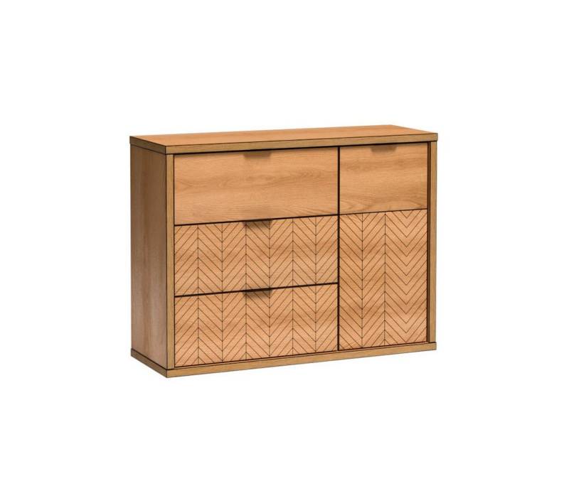 Beautysofa Kommode FUN F-5 mit 3 Schubladen und 1 Tür, Fischgrätfront & Metallfüße optional von Beautysofa