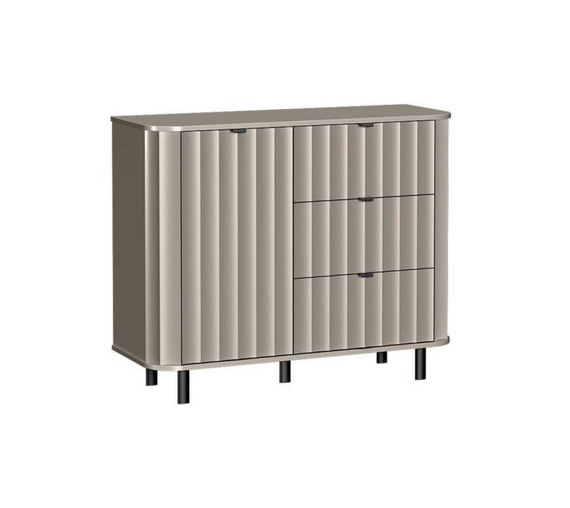 Beautysofa Kommode NEVADA NO‑3 – 3 Schubladen + Tür, Soft-Close, MDF-Fronten mit Fräsung, Metallfüße - in Weiß oder Grau von Beautysofa