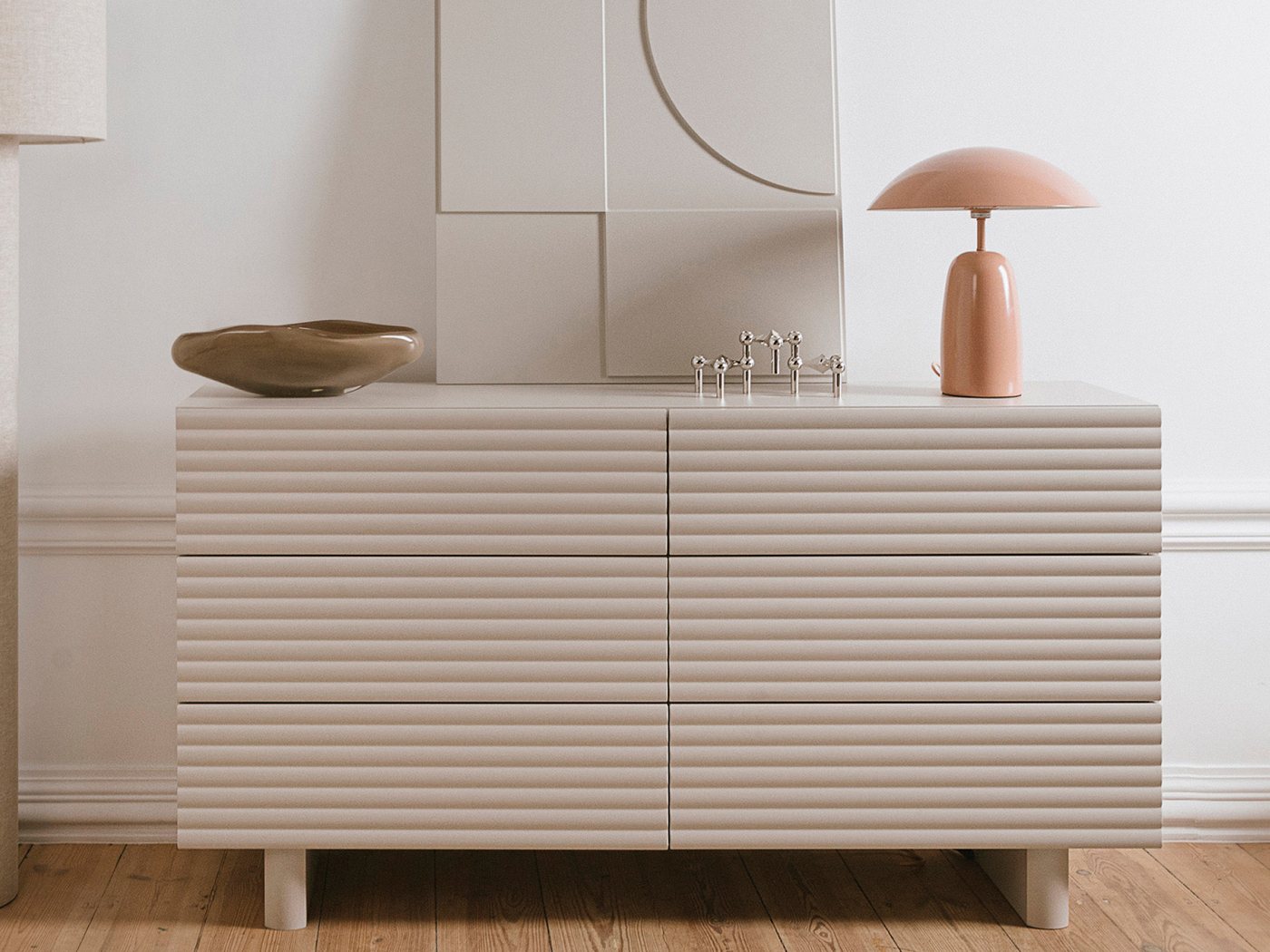 Beautysofa Kommode TORINO mit 6 Schubladen (im modernen Stil, geriffelte Fronten), Breite: 150 cm von Beautysofa