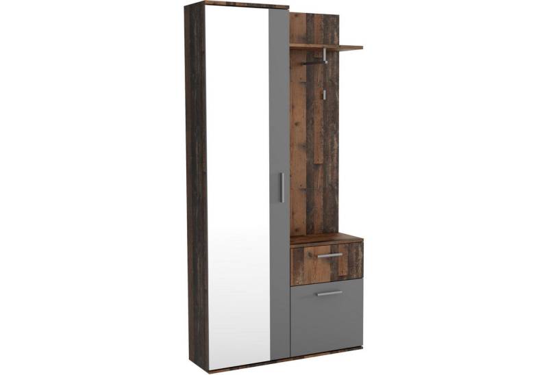 Beautysofa Kompaktgarderobe Justin (Schuhschrank, Kleiderhaken, Garderoben-Set mit Spiegel) Spiegelschrank von Beautysofa