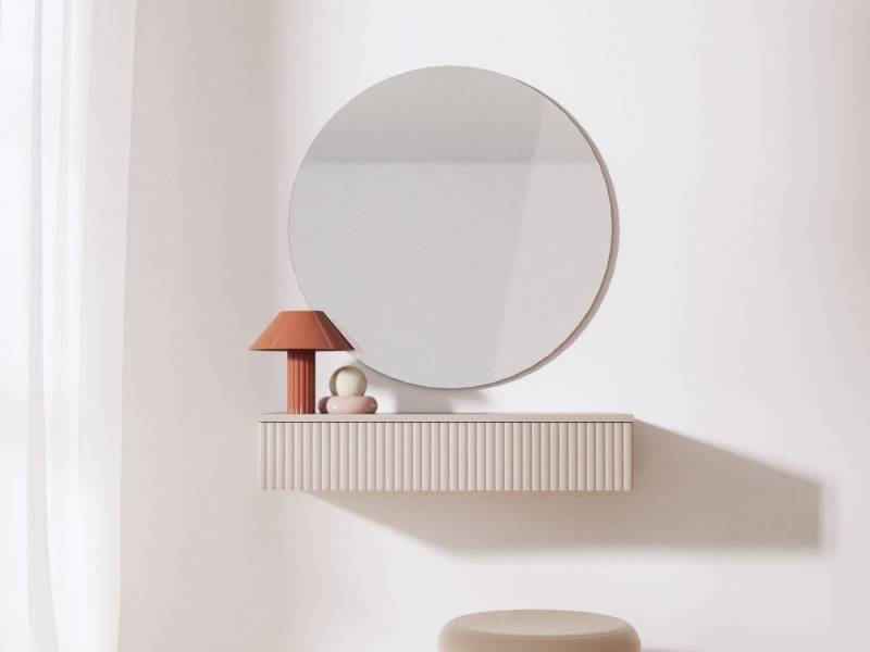 Beautysofa Konsolentisch Soft Hängend, Rillenfronten & Push-to-Open-System (mit Eine Schublade, In der trendigen Farbe Kaschmir), Breite: 80 cm von Beautysofa