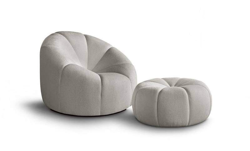 Beautysofa Loungeset Moderner stilvoller Drehstuhl + Schemel Loft, (Stoff:Bubble), B:100/H:70/T:70cm von Beautysofa