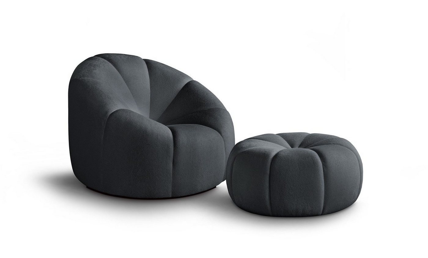 Beautysofa Loungeset Moderner stilvoller Drehstuhl + Schemel Loft, (Stoff:Bubble), B:100/H:70/T:70cm von Beautysofa