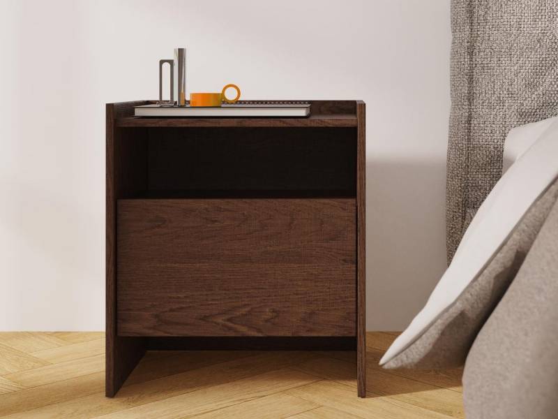Beautysofa Nachttisch JUNI mit Schublade (Offene Ablagefläche, im Japandi-Stil) von Beautysofa