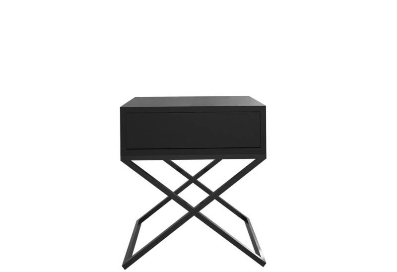Beautysofa Nachttisch Max (inkl. Schublade, x-förmigen Metallgestell, 45 x 50 x 35 cm (B x H x T), kleine Tisch im modernes Deisgn für Schlafzimmer von Beautysofa