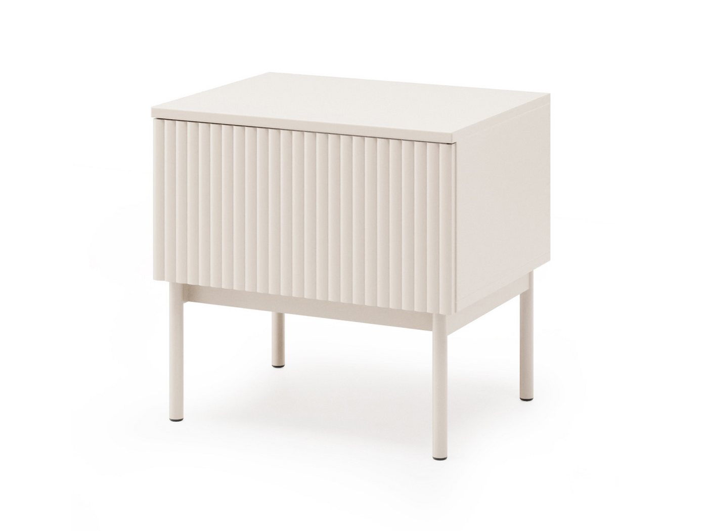 Beautysofa Nachttisch SOFT Rillenfronten & Push-to-Open-System (mit Eine Schublade, In der trendigen Farbe Kaschmir), Breite: 50 cm von Beautysofa