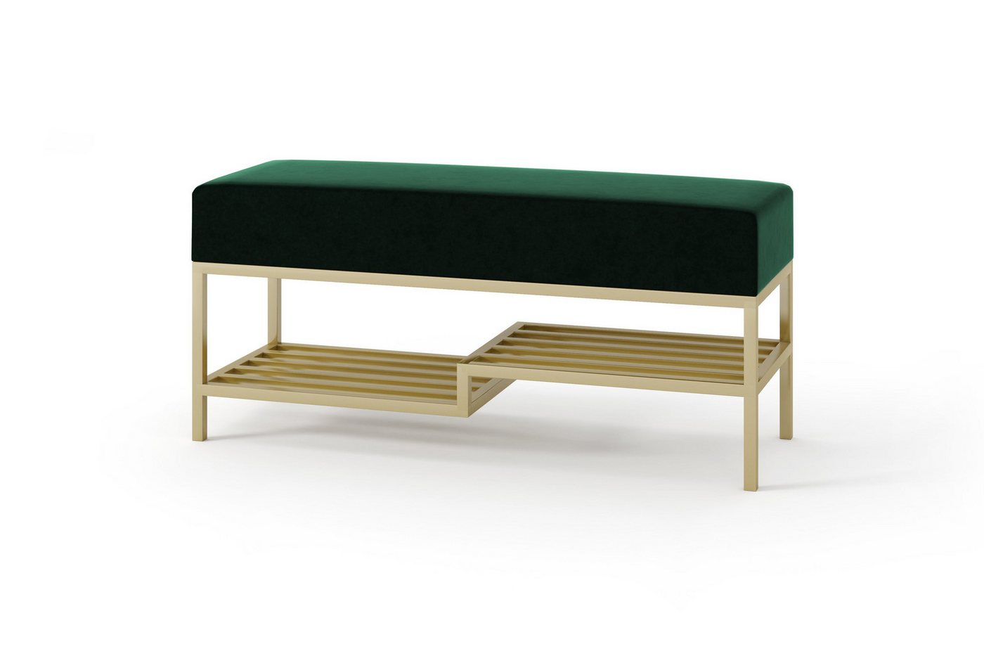 Beautysofa Polsterbank Moderne, modische elegante Bank mit Schuhregal SHELF (B:80/100/H:45/T:35cm), Metallbasis in den Farben: weiß,schwarz,gold von Beautysofa