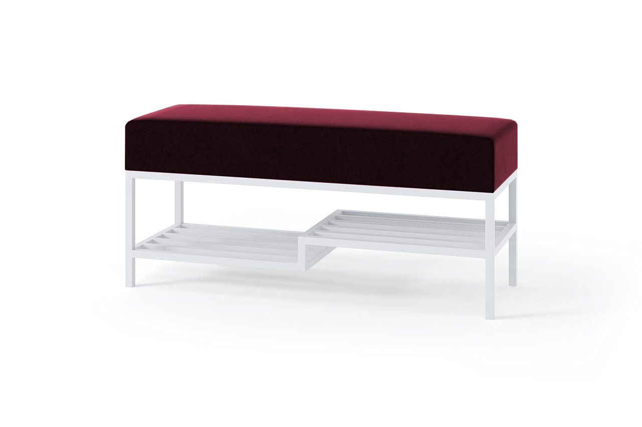 Beautysofa Polsterbank Moderne, modische elegante Bank mit Schuhregal SHELF (B:80/100/H:45/T:35cm), Metallbasis in den Farben: weiß,schwarz,gold von Beautysofa