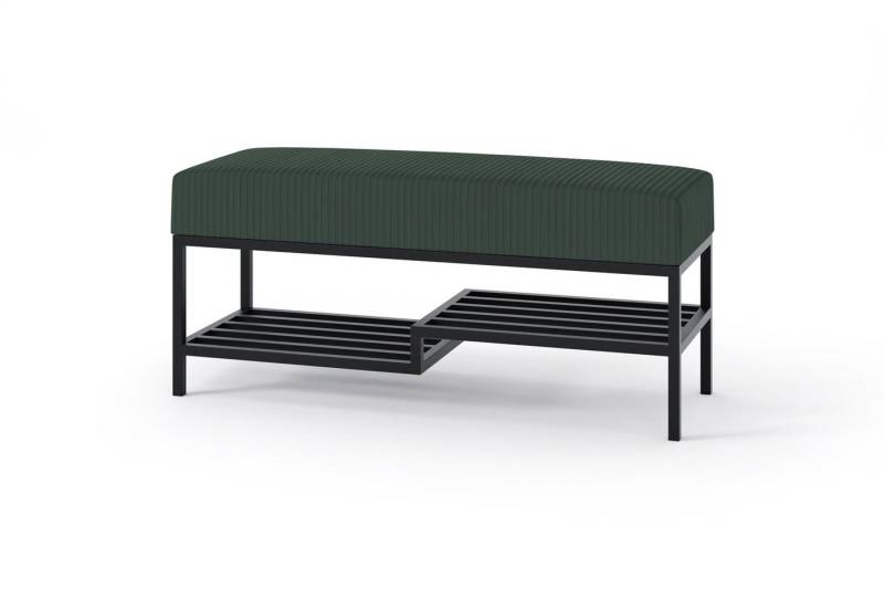 Beautysofa Polsterbank Moderne, modische elegante Bank mit Schuhregal SHELF (B:80/100/H:45/T:35cm), Metallbasis in den Farben: weiß,schwarz,gold von Beautysofa