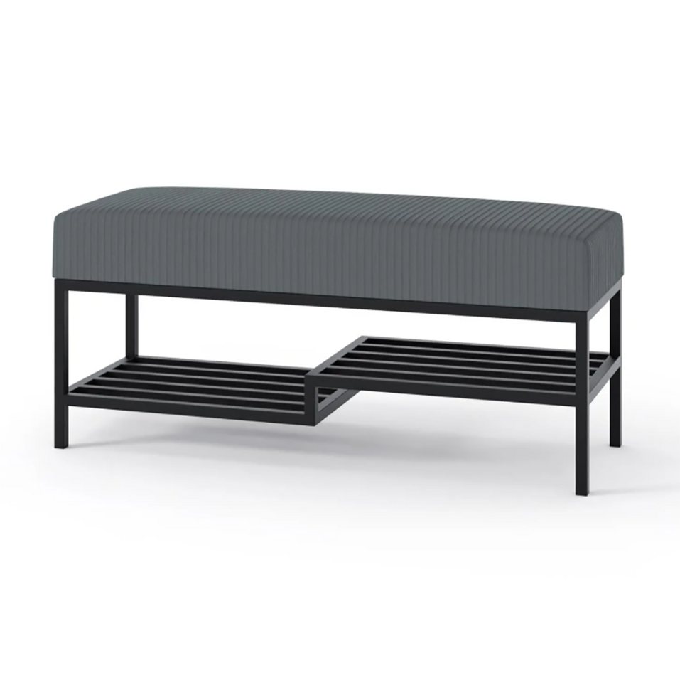Beautysofa Polsterbank Moderne, modische elegante Bank mit Schuhregal SHELF (B:80/100/H:45/T:35cm), Metallbasis in den Farben: weiß,schwarz,gold von Beautysofa