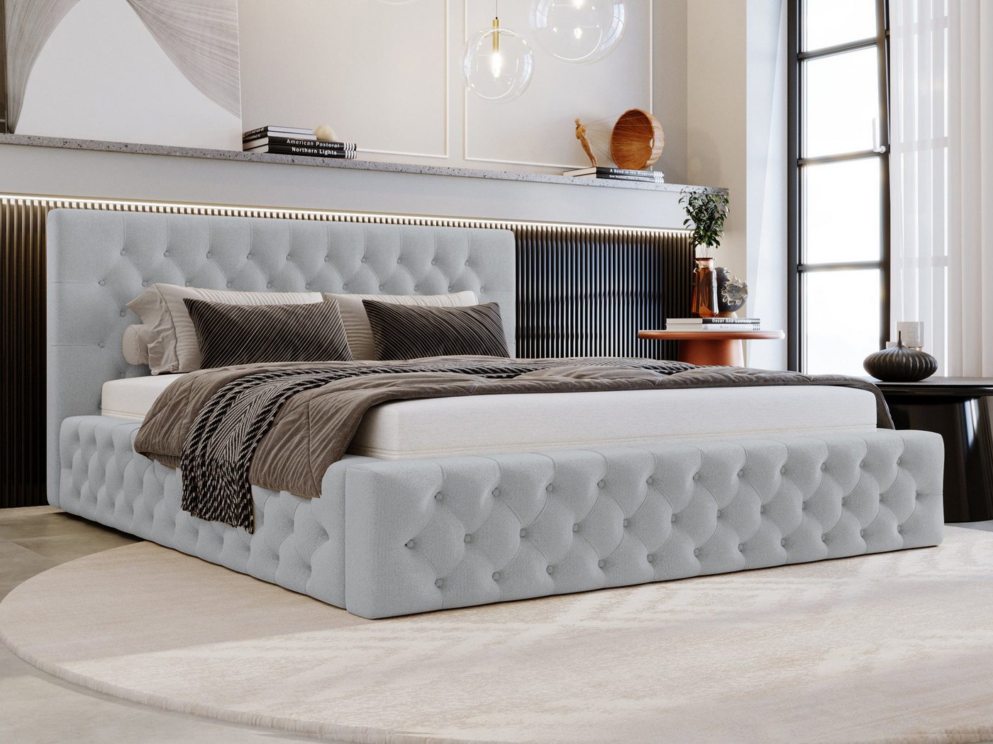 Beautysofa Polsterbett BALI (3 Größen zur Auswahl: 140/160/180 x 200 cm), mit Bettkasten von Beautysofa