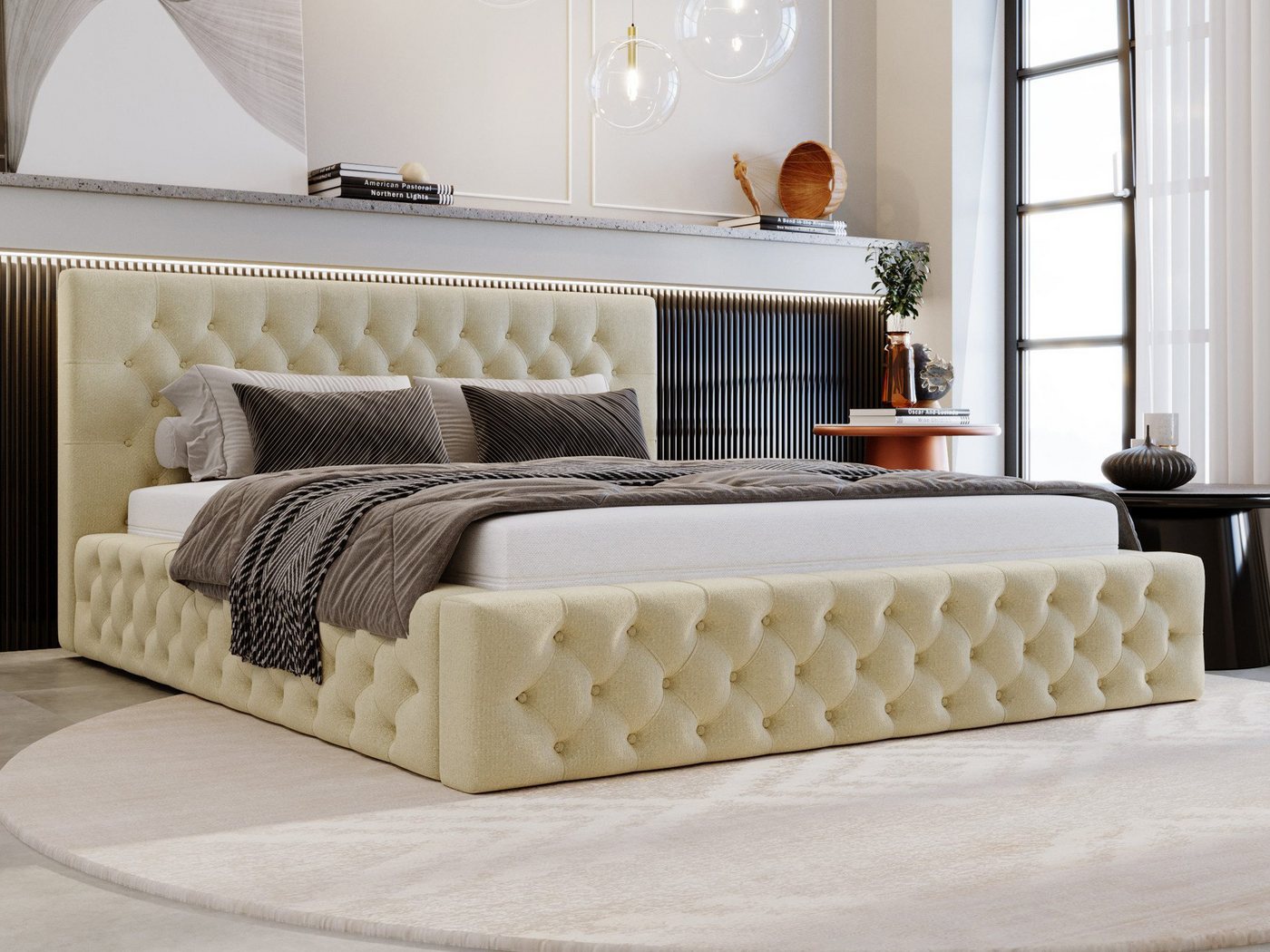 Beautysofa Polsterbett BALI (3 Größen zur Auswahl: 140/160/180 x 200 cm), mit Bettkasten von Beautysofa