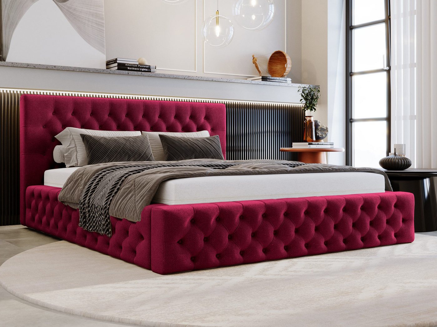 Beautysofa Polsterbett BALI (3 Größen zur Auswahl: 140/160/180 x 200 cm), mit Bettkasten von Beautysofa