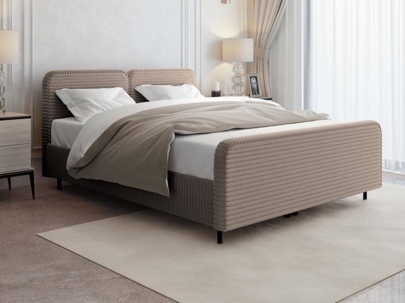 Beautysofa Polsterbett LEA mit Bettkasten – wählbar mit oder ohne Matratze, modernes Stauraumbett mit Gaslift, Fußteil & Rippstoff TILIA von Beautysofa
