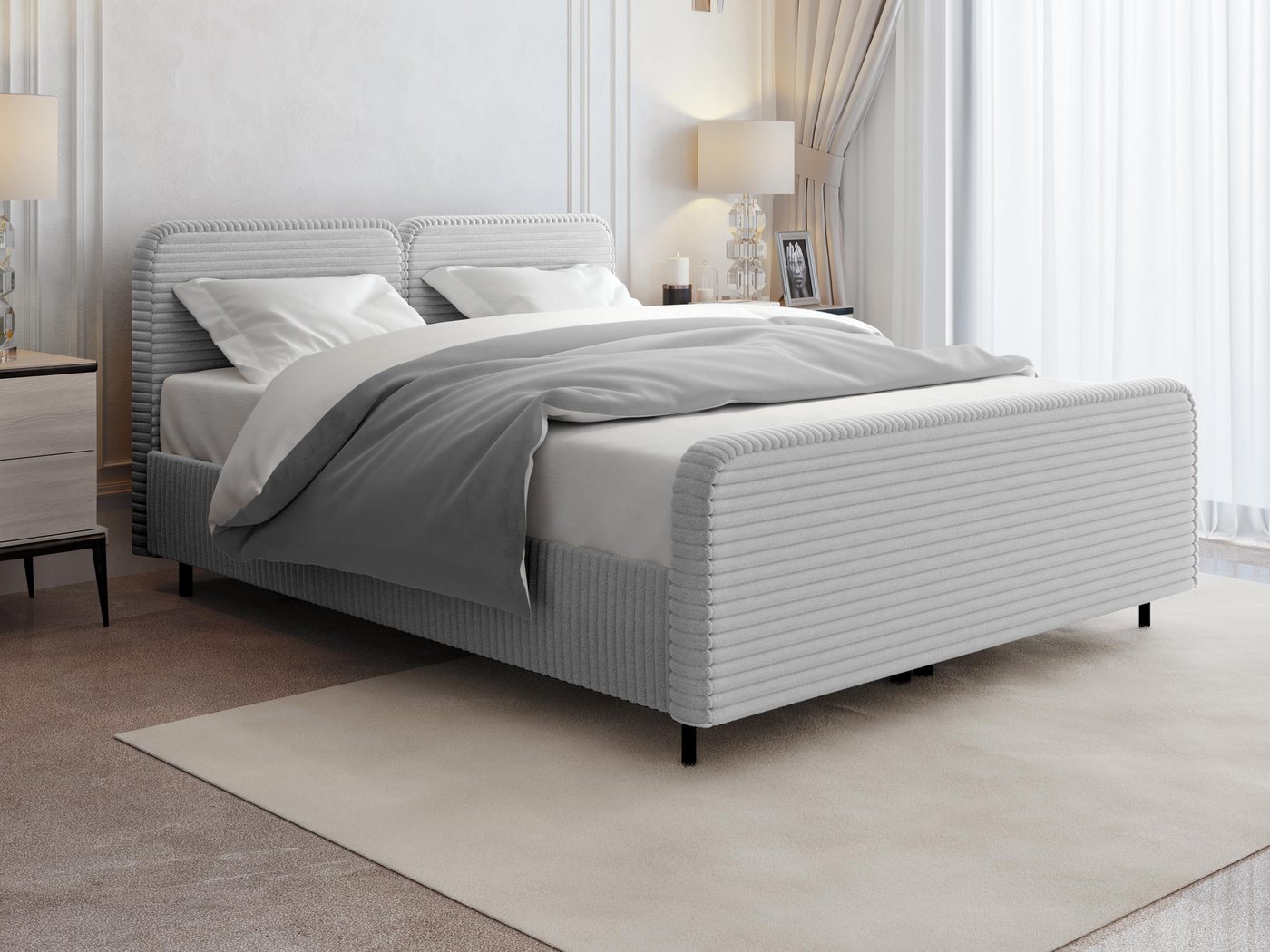 Beautysofa Polsterbett LEA mit Bettkasten – wählbar mit oder ohne Matratze, modernes Stauraumbett mit Gaslift, Fußteil & Rippstoff TILIA von Beautysofa