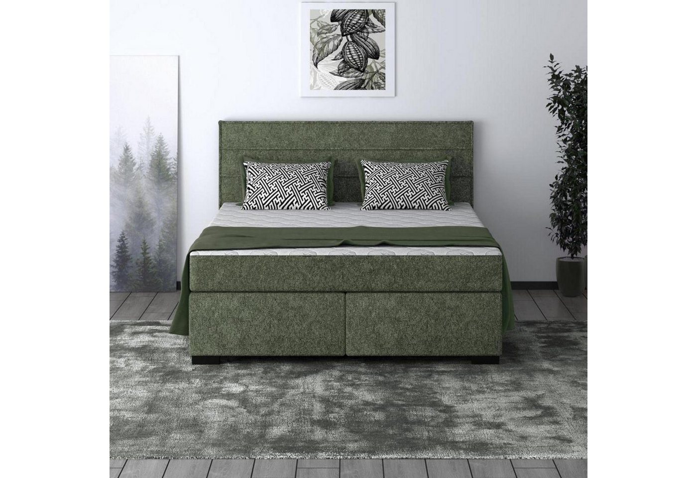 Beautysofa Polsterbett Mauro (Bett mit Lattenrost und Matratze, Klassisches Bett, Liegefläche 140 / 160 / 180 x 200 cm), modernes Doppelbett mit Taschenmatratze von Beautysofa