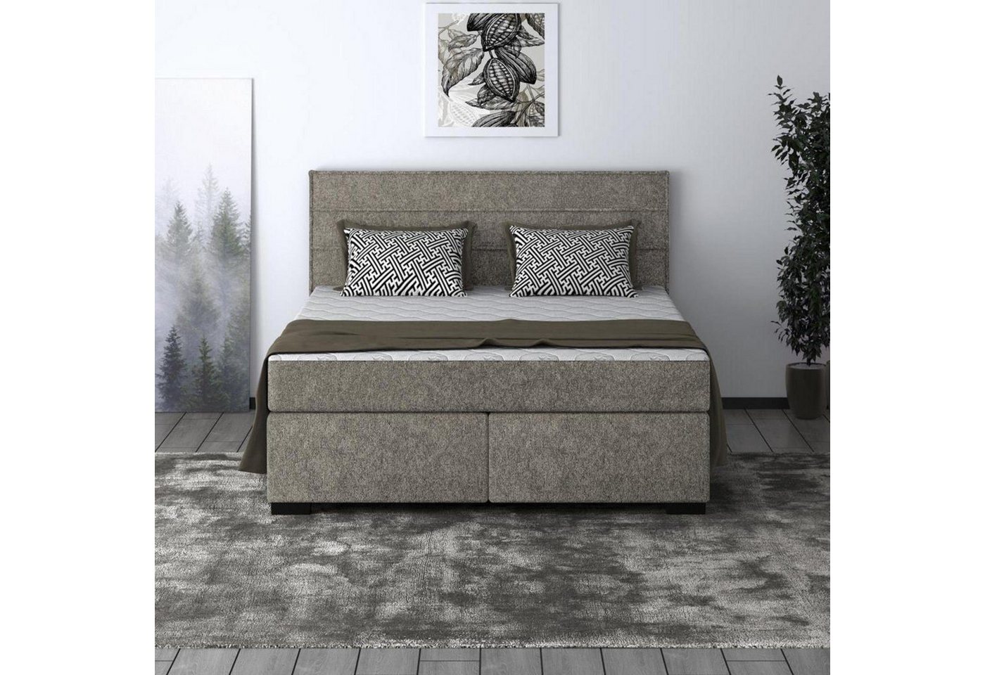 Beautysofa Polsterbett Mauro (Bett mit Lattenrost und Matratze, Klassisches Bett, Liegefläche 140 / 160 / 180 x 200 cm), modernes Doppelbett mit Taschenmatratze von Beautysofa