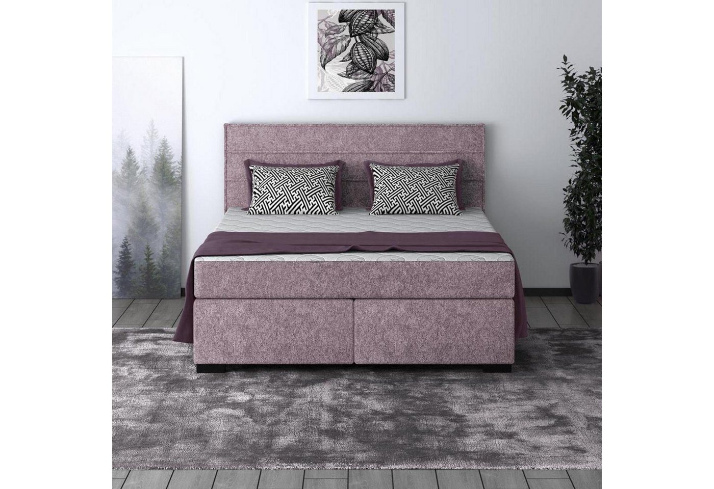 Beautysofa Polsterbett Mauro (Bett mit Lattenrost und Matratze, Klassisches Bett, Liegefläche 140 / 160 / 180 x 200 cm), modernes Doppelbett mit Taschenmatratze von Beautysofa