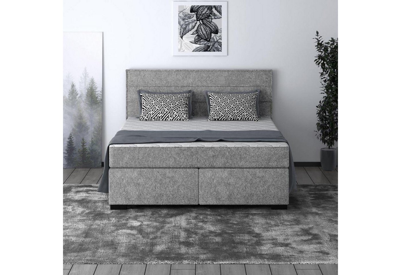 Beautysofa Polsterbett Mauro (Bett mit Lattenrost und Matratze, Klassisches Bett, Liegefläche 140 / 160 / 180 x 200 cm), modernes Doppelbett mit Taschenmatratze von Beautysofa