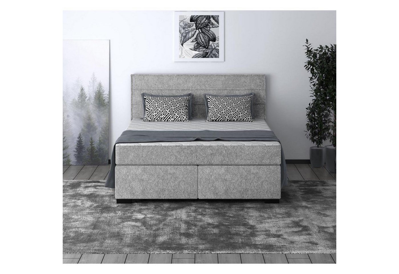 Beautysofa Polsterbett Mauro (Bett mit Lattenrost und Matratze, Klassisches Bett, Liegefläche 140 / 160 / 180 x 200 cm), modernes Doppelbett mit Taschenmatratze von Beautysofa