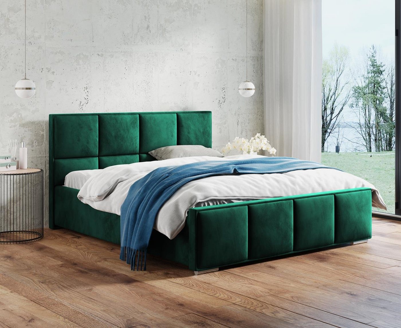 Beautysofa Polsterbett Quatro (140 / 160 / 180 cm), Metallgestell, Bett mit Kopfteil, große Bettkasten, Gashebebühne von Beautysofa