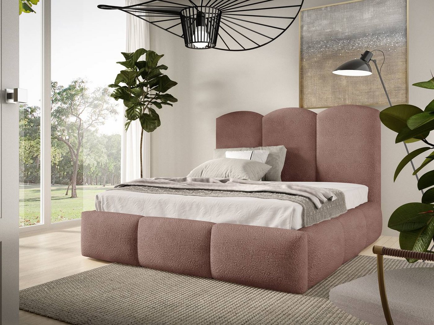 Beautysofa Polsterbett ohne Matratze BERO mit Bettkasten aus Bouclé-Stoff, Stauraumbett mit Gaslift, gepolstertes Kopfteil, Lattenrost von Beautysofa