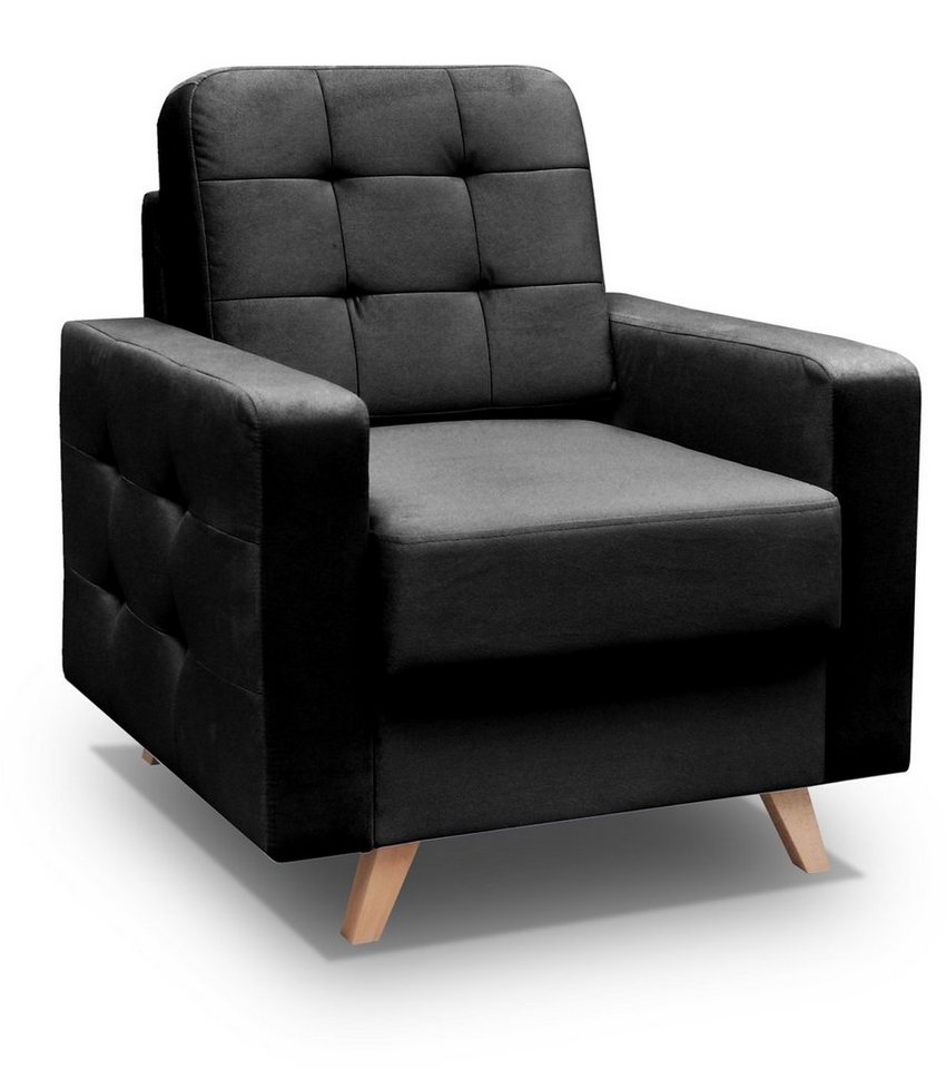 Beautysofa Polsterecke Skandinavisches Set VINCI - Ecksofa, Sessel oder Puff zur Auswahl, - nur Sessel, Wellenfedern, Holzbeine von Beautysofa