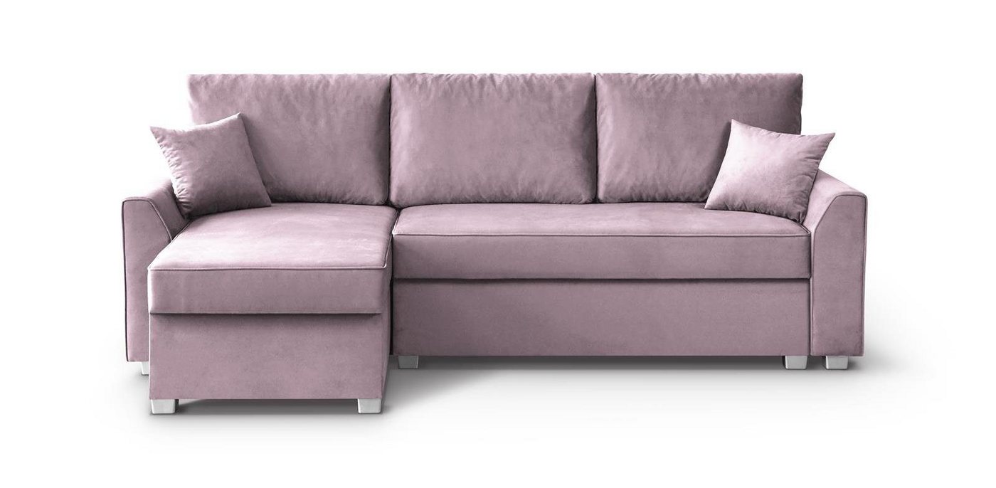 Beautysofa Polsterecke Toretto, Eckcouch aus velours, L-Form Ecksofa, Bettkasten, universelle Ottomane, Kunststoffbeine, inklusive Bonnell-Federn von Beautysofa