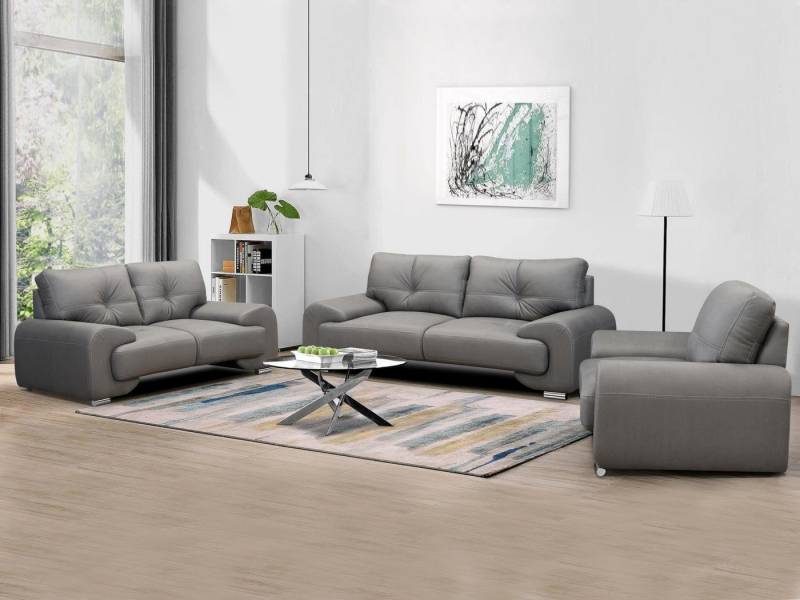 Beautysofa Polstergarnitur Maxime lux, (Sessel + Zweisitzer + Dreisitzer aus Kunstleder, Couchgarnitur im modernes Stil), mit Wellenfedern, mit dekorativen Nähten und bequemer Sitz von Beautysofa