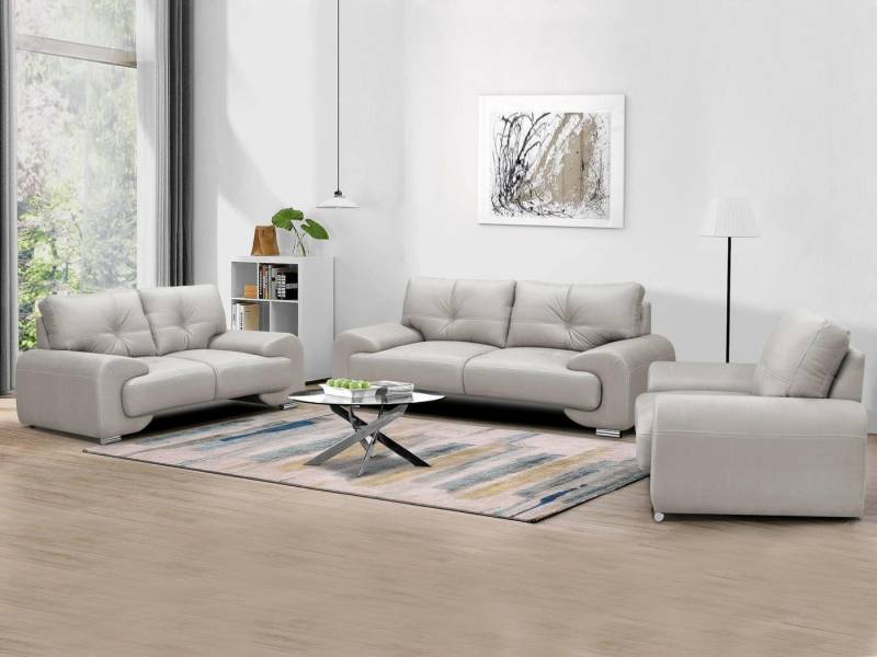 Beautysofa Polstergarnitur Maxime lux, (Sessel + Zweisitzer + Dreisitzer aus Kunstleder, Couchgarnitur im modernes Stil), mit Wellenfedern, mit dekorativen Nähten und bequemer Sitz von Beautysofa