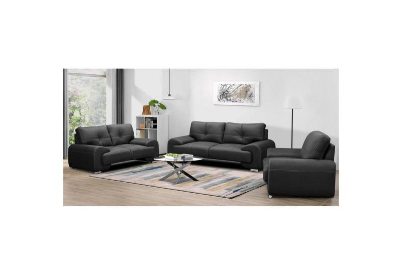 Beautysofa Polstergarnitur Maxime lux, (Sessel + Zweisitzer + Dreisitzer aus Kunstleder, Couchgarnitur im modernes Stil), mit Wellenfedern, mit dekorativen Nähten und bequemer Sitz von Beautysofa