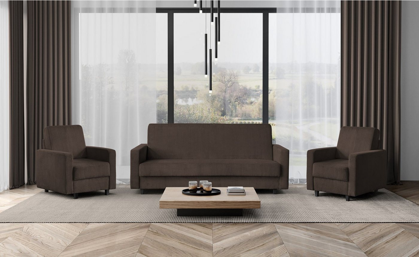 Beautysofa Polstergarnitur Modernes, stilvolles Lounge-Set für das Wohnzimmer Tango, (B:215/H:94/T:90cm), Set besteht aus einem Sofa und zwei Sesseln von Beautysofa