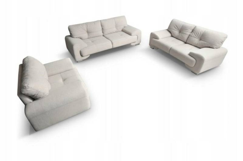 Beautysofa Polstergarnitur NEMO, (Sessel + Zweisitzer + sofa, Couchgarnitur 135 / 190 / 230 cm), inklusive Wellenunterfederung, bequemer Sitz, Chrombeine von Beautysofa