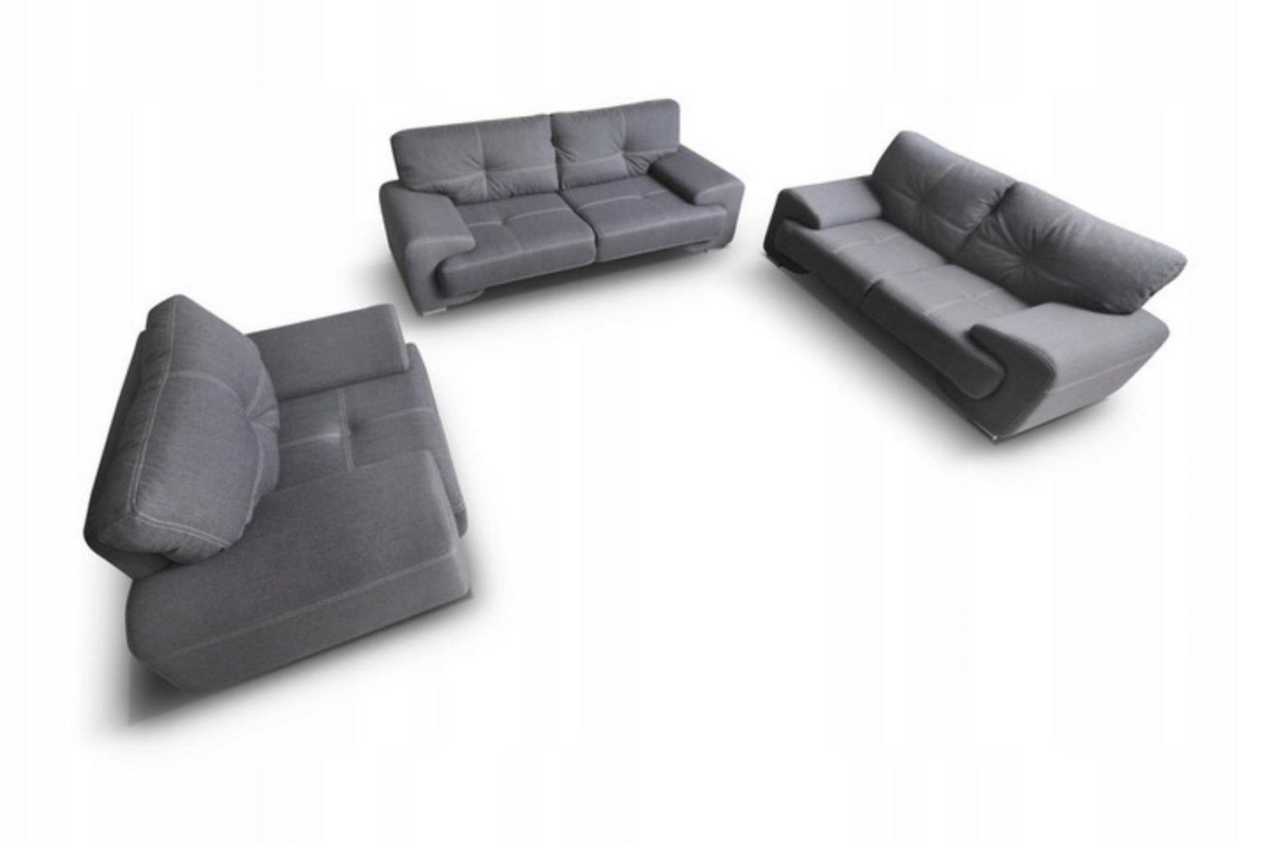 Beautysofa Polstergarnitur NEMO, (Sessel + Zweisitzer + sofa, Couchgarnitur 135 / 190 / 230 cm), inklusive Wellenunterfederung, bequemer Sitz, Chrombeine von Beautysofa