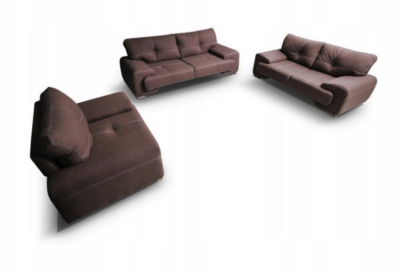 Beautysofa Polstergarnitur NEMO, (Sessel + Zweisitzer + sofa, Couchgarnitur 135 / 190 / 230 cm), inklusive Wellenunterfederung, bequemer Sitz, Chrombeine von Beautysofa