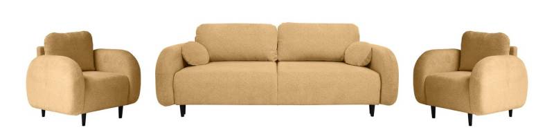 Beautysofa Polstergarnitur OPTIMO 3+1+1, (Sofa 3-Sitzer mit Schlaffunktion), Kunststoffbeine in schwarzer Farbe, modernes Design von Beautysofa