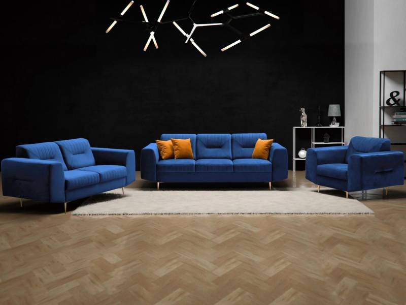 Beautysofa Polstergarnitur im modernen Stil auf hohen Metallbeinen VENEZIA, (Sessel + 2-Sitzer Sofa + 3-Sitzer Sofa im modernes Design), mit Metallbeine, Couchgarnituren aus Velours von Beautysofa