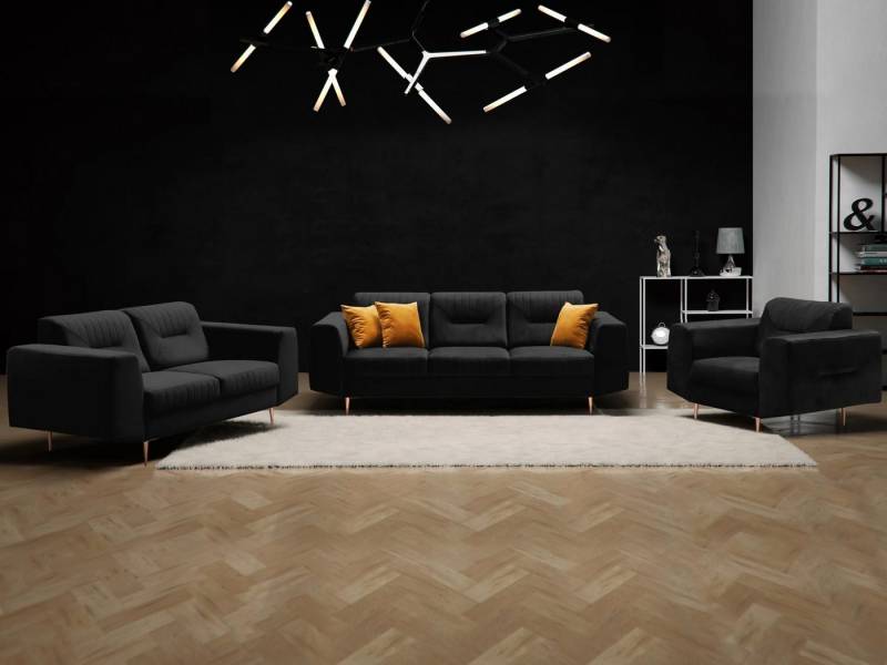 Beautysofa Polstergarnitur im modernen Stil auf hohen Metallbeinen VENEZIA, (Sessel + 2-Sitzer Sofa + 3-Sitzer Sofa im modernes Design), mit Metallbeine, Couchgarnituren aus Velours von Beautysofa