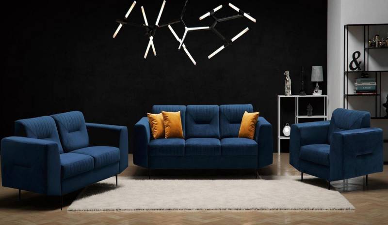 Beautysofa Polstergarnitur im modernen Stil auf hohen Metallbeinen VENEZIA, (Sessel + 2-Sitzer Sofa + 3-Sitzer Sofa im modernes Design), mit Metallbeine, Couchgarnituren aus Velours von Beautysofa