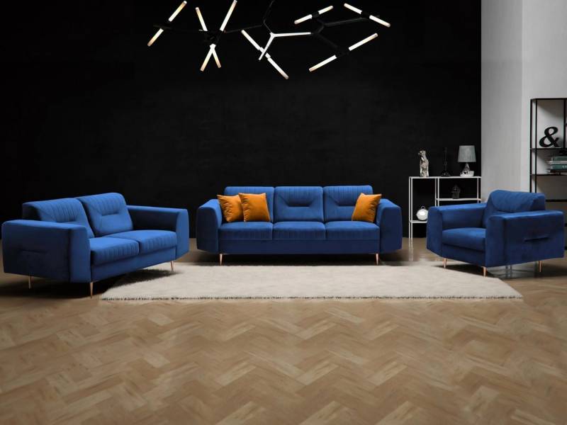 Beautysofa Polstergarnitur im modernen Stil auf hohen Metallbeinen VENEZIA, (Sessel + 2-Sitzer Sofa + 3-Sitzer Sofa im modernes Design), mit Metallbeine, Couchgarnituren aus Velours von Beautysofa