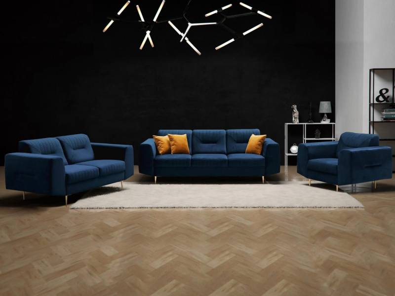 Beautysofa Polstergarnitur im modernen Stil auf hohen Metallbeinen VENEZIA, (Sessel + 2-Sitzer Sofa + 3-Sitzer Sofa im modernes Design), mit Metallbeine, Couchgarnituren aus Velours von Beautysofa