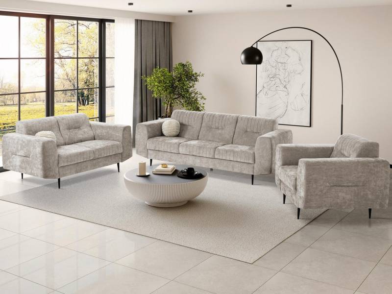 Beautysofa Polstergarnitur im modernen Stil auf hohen Metallbeinen VENEZIA, (Sessel + 2-Sitzer Sofa + 3-Sitzer Sofa im modernes Design), mit Metallbeine, Couchgarnituren aus Velours von Beautysofa