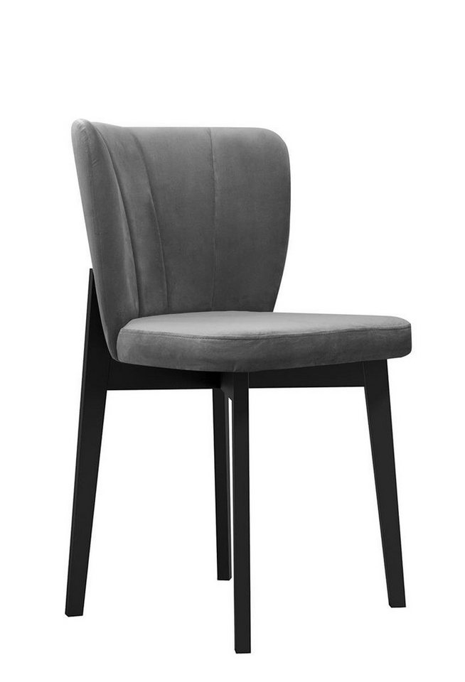 Beautysofa Polsterstuhl Madison (aus Velours, Relaxstuhl mit Holzbeine in weiß / schwarz / buche), im modernes Stil, Stuhl mit gepolsterte Rückenlehne von Beautysofa