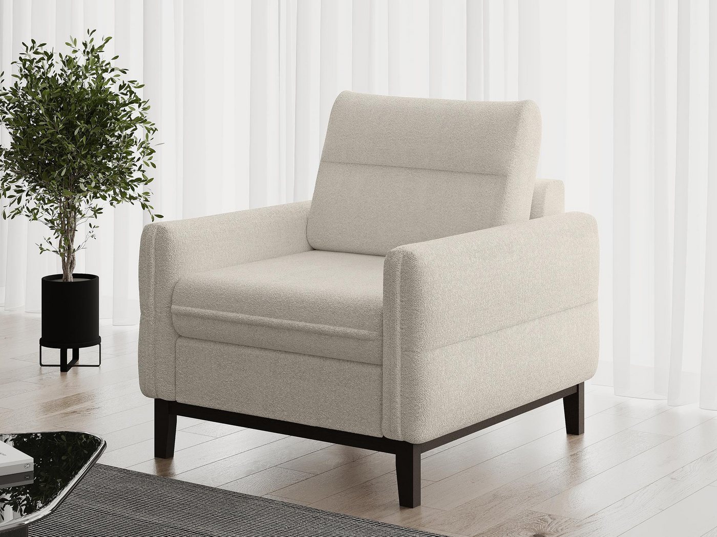 Beautysofa Relaxsessel Belweder (Wohnzimmersessel aus Velours, 94 x 95 x 94 (B x H x T), Velourstoff), Polstersessel im skandinavischen Stil von Beautysofa