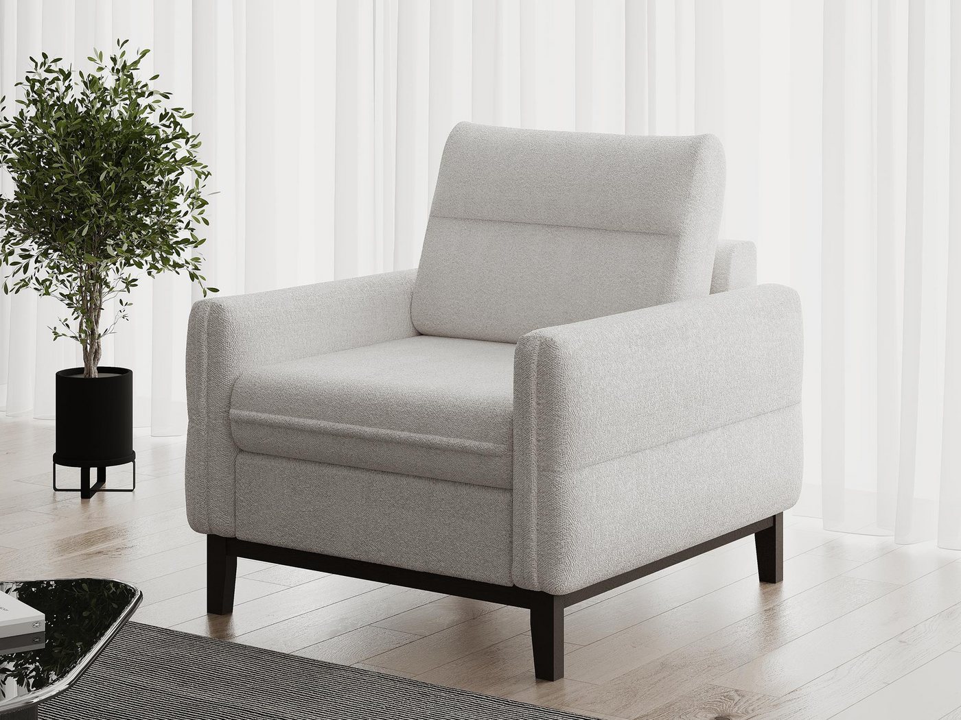 Beautysofa Relaxsessel Belweder (Wohnzimmersessel aus Velours, 94 x 95 x 94 (B x H x T), Velourstoff), Polstersessel im skandinavischen Stil von Beautysofa