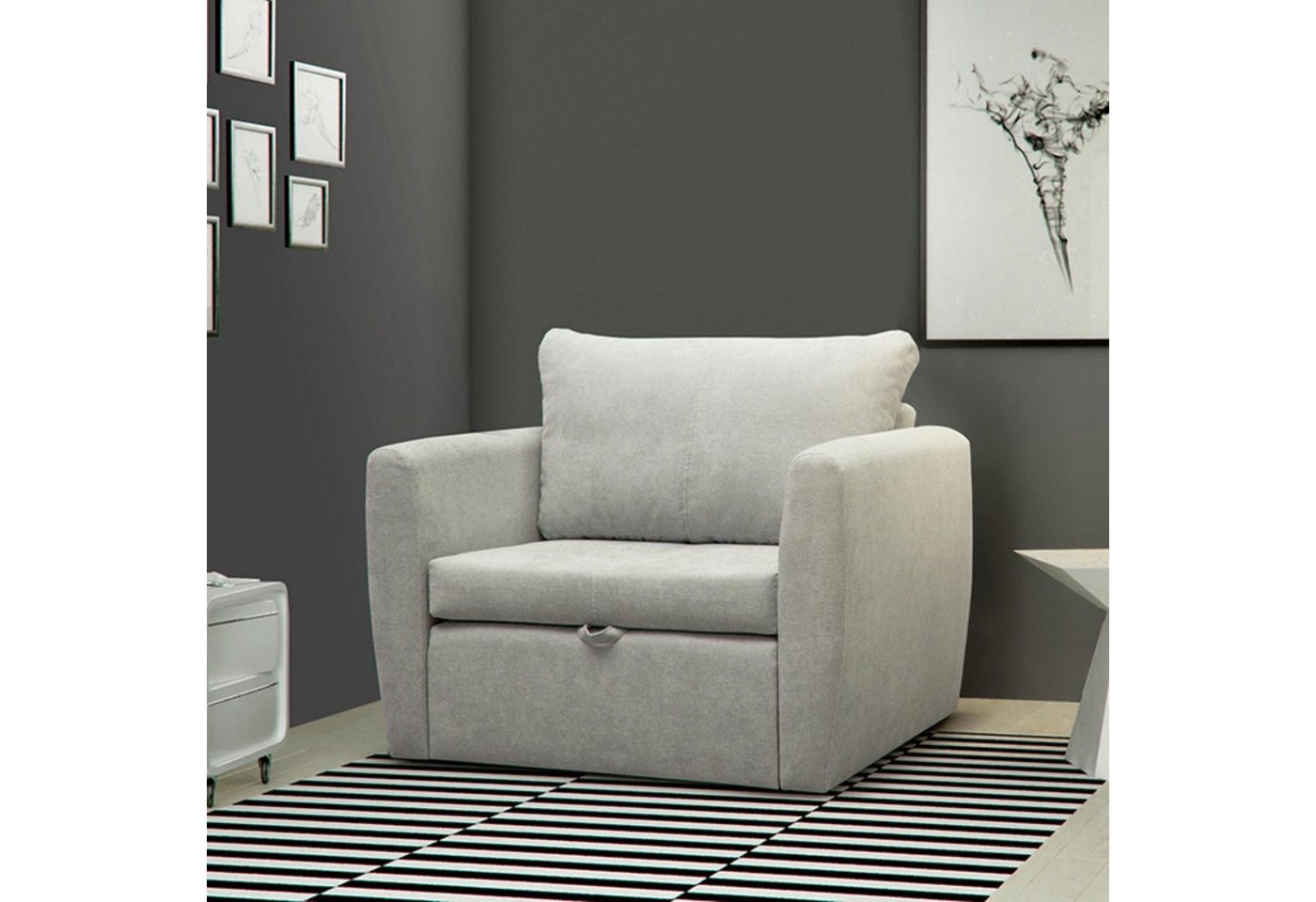 Beautysofa Relaxsessel Kamel (Modern 1-Sitzer Sofa, Wohnzimmersessel), mit Schlaffunktion, Bettkasten, Polstersessel von Beautysofa