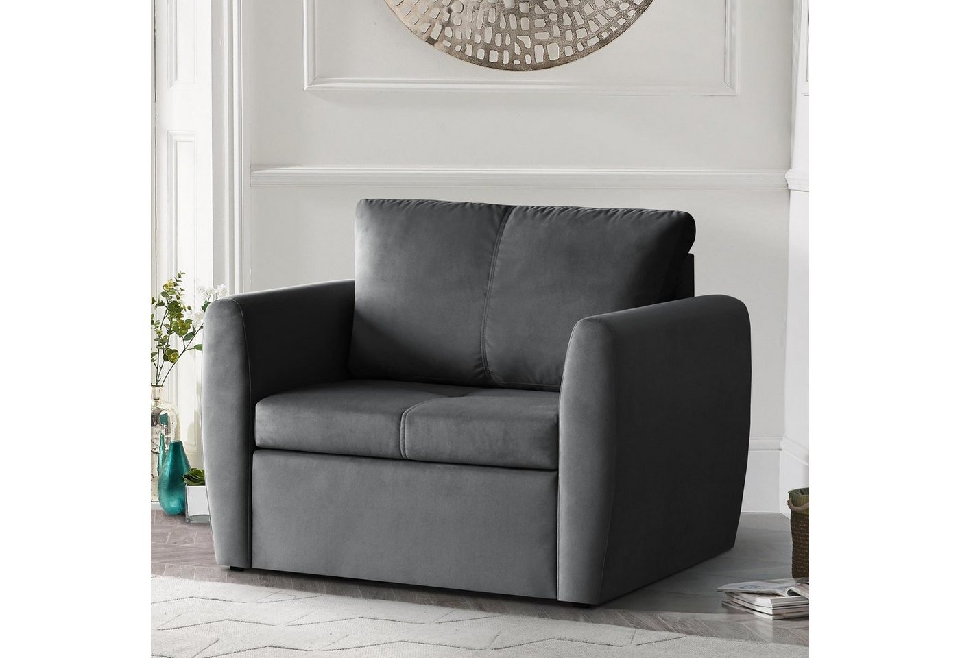 Beautysofa Relaxsessel Kamel (im modernes Design), Sessel mit Bettkasten und Schlaffunktion, Polstersessel aus Velours von Beautysofa