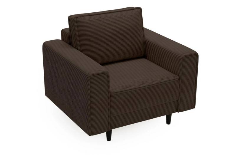Beautysofa Relaxsessel Monte (Braun Sessel aus Cordstoff, 105x93 cm Polstersessel mit Holzbeine), Wellenunterfederung von Beautysofa